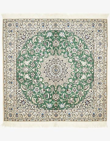 4' 10 x 5' Hand Knotted Nain Persian Square Rug