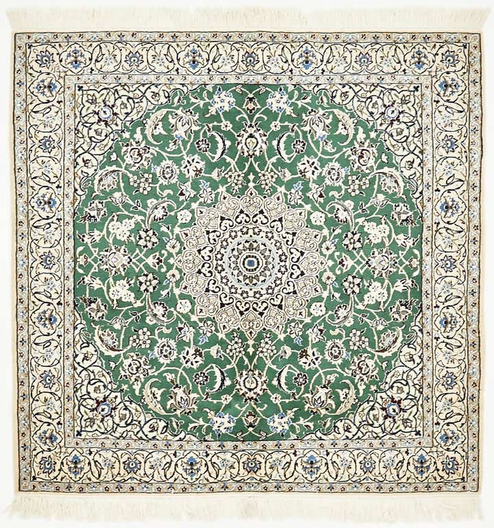 4' 10 x 5' Hand Knotted Nain Persian Square Rug