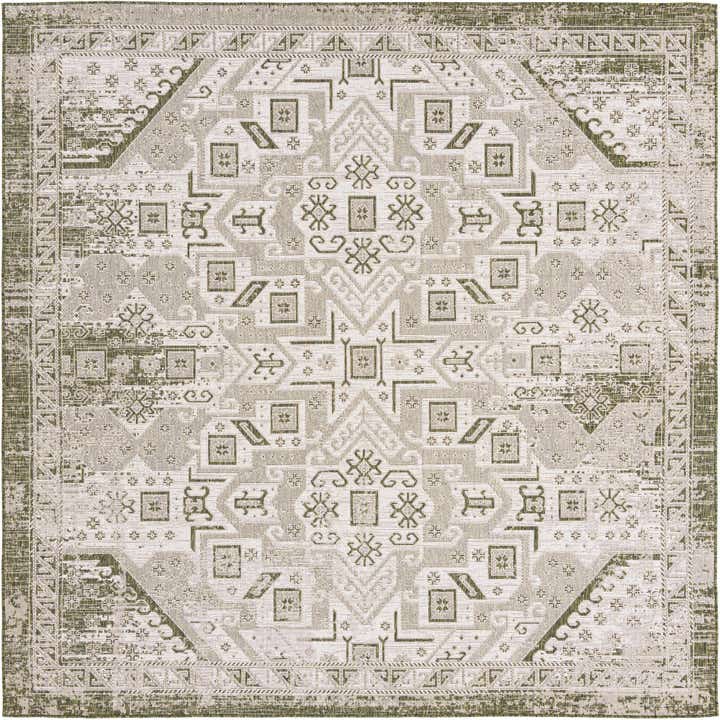 10' x 10' Easy-Clean Aztec Indoor / Outdoor Square Rug