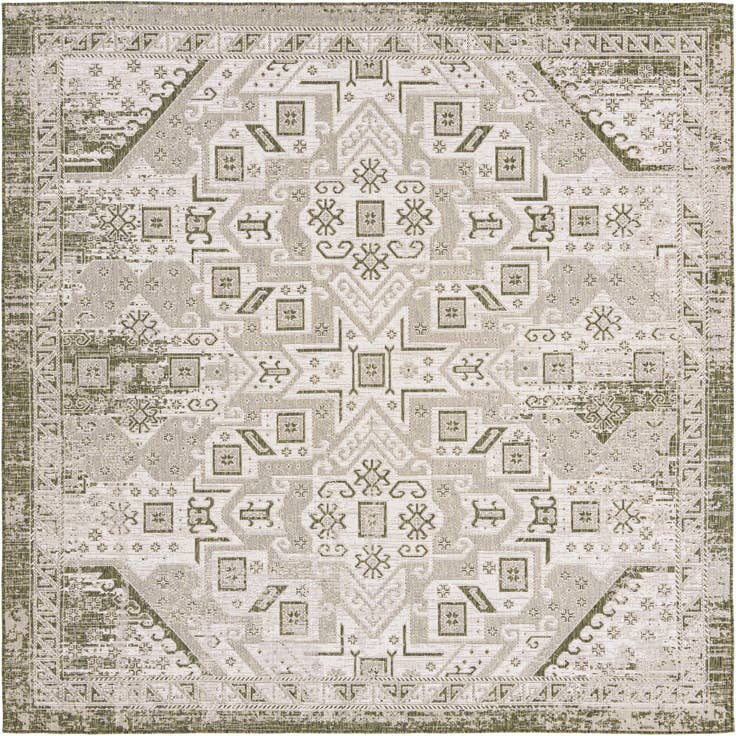 Detail image of 10' x 10' Easy-Clean Aztec Indoor / Outdoor Square Rug
