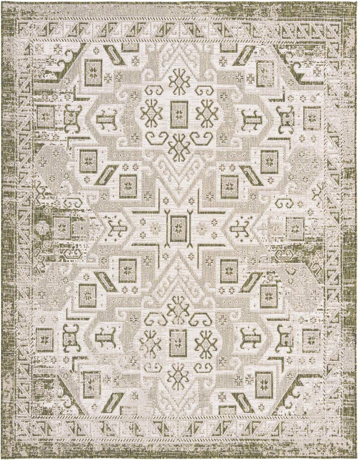 Detail image of 7' 10 x 7' 10 Easy-Clean Aztec Indoor / Outdoor Square Rug