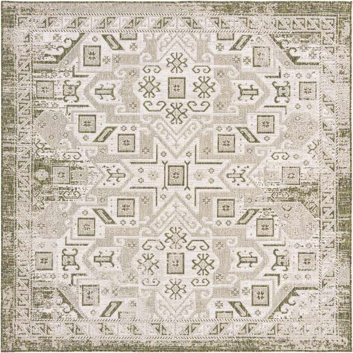 7' 10 x 7' 10 Easy-Clean Aztec Indoor / Outdoor Square Rug