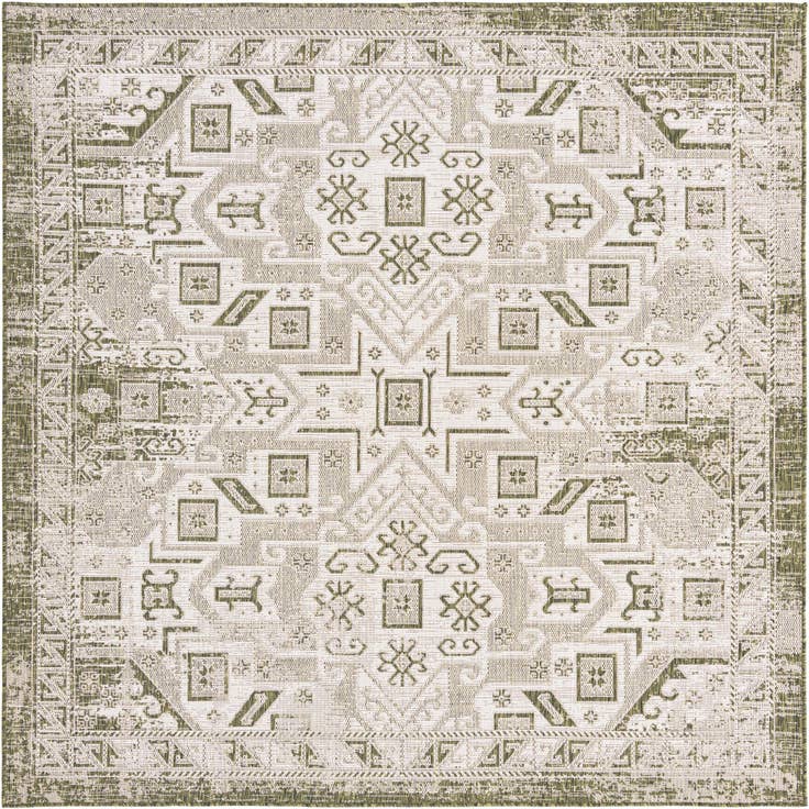 Detail image of 7' 10 x 7' 10 Easy-Clean Aztec Indoor / Outdoor Square Rug
