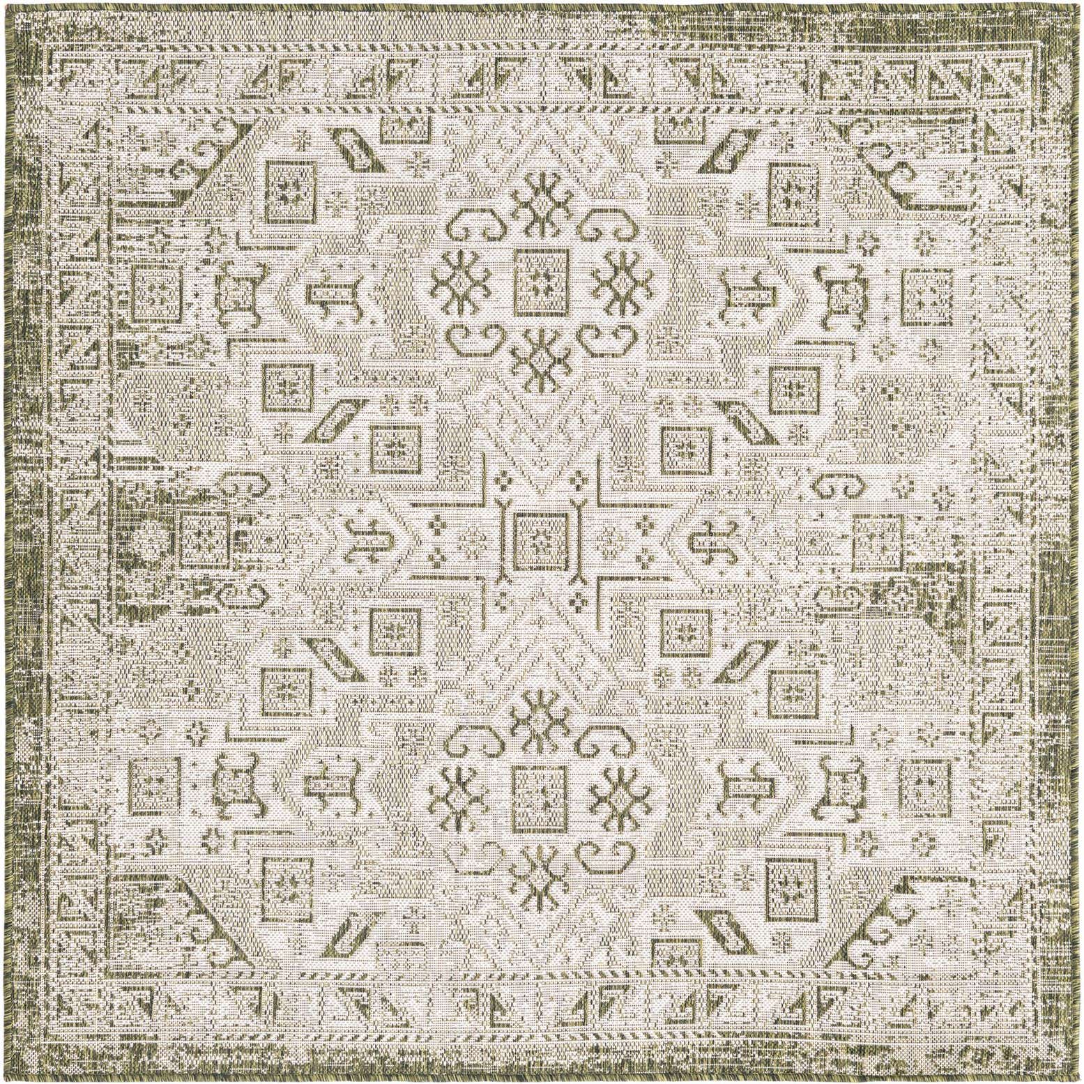 5' 3 x 5' 3 Easy-Clean Aztec Indoor / Outdoor Square Rug
