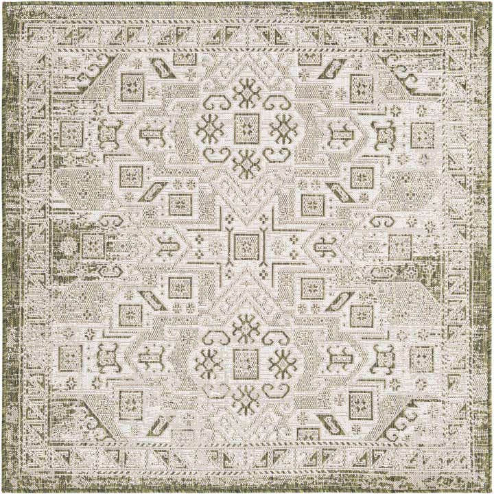 5' 3 x 5' 3 Easy-Clean Aztec Indoor / Outdoor Square Rug