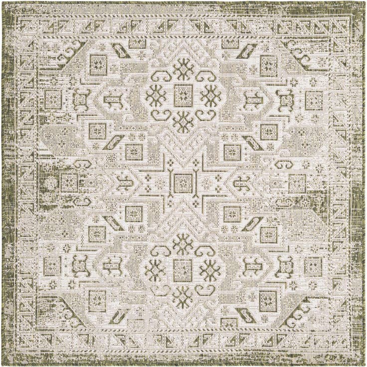 Detail image of 5' 3 x 5' 3 Easy-Clean Aztec Indoor / Outdoor Square Rug