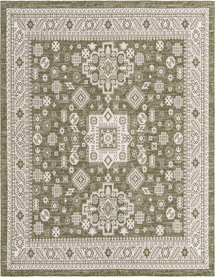 Detail image of 10' x 10' Easy-Clean Aztec Indoor / Outdoor Square Rug