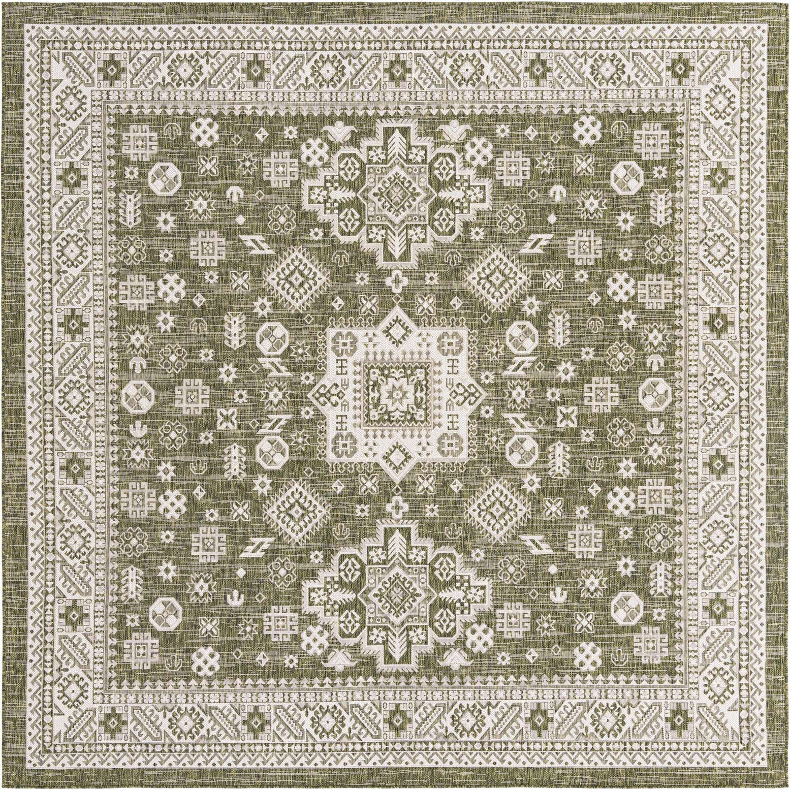 10' x 10' Easy-Clean Aztec Indoor / Outdoor Square Rug