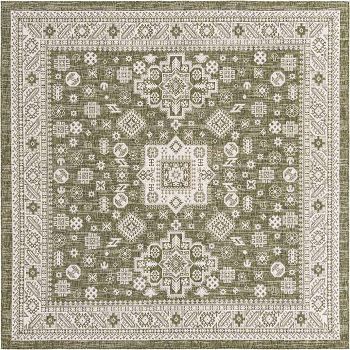 10' x 10' Easy-Clean Aztec Indoor / Outdoor Square Rug