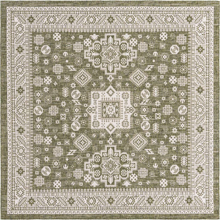 Detail image of 10' x 10' Easy-Clean Aztec Indoor / Outdoor Square Rug