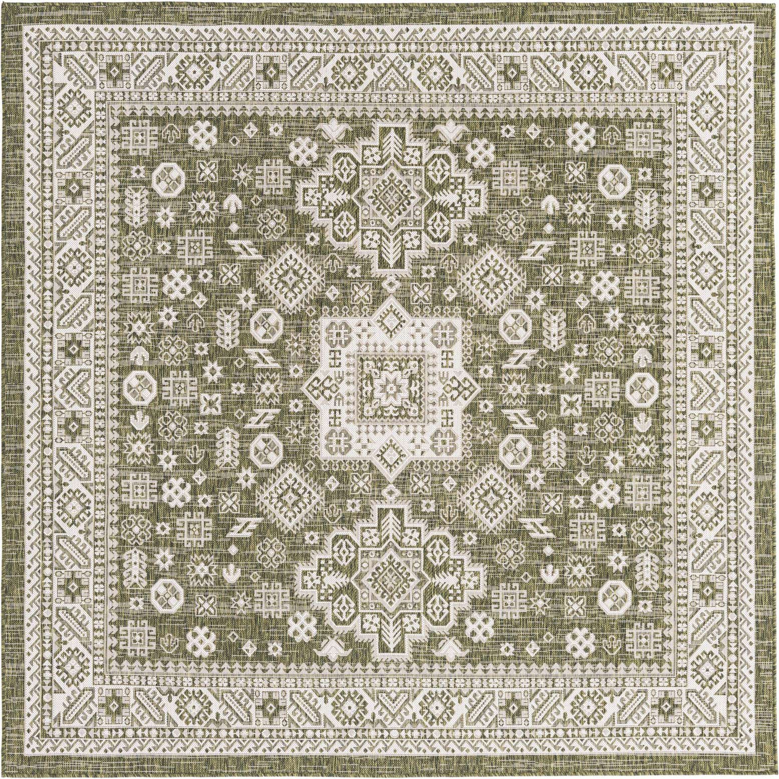 7' 10 x 7' 10 Easy-Clean Aztec Indoor / Outdoor Square Rug