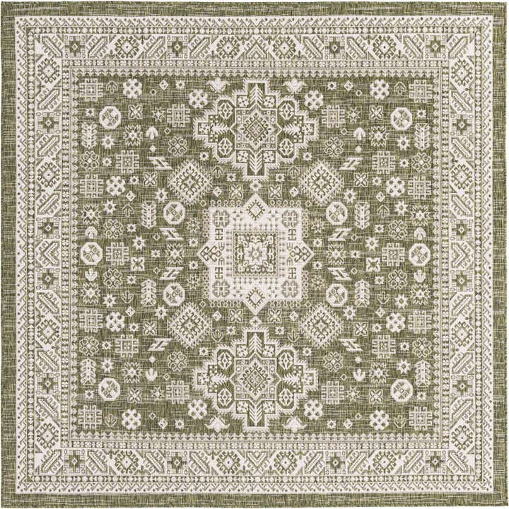 7' 10 x 7' 10 Easy-Clean Aztec Indoor / Outdoor Square Rug