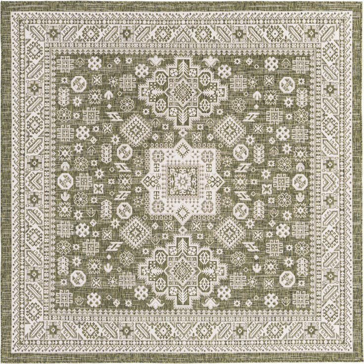 Detail image of 7' 10 x 7' 10 Easy-Clean Aztec Indoor / Outdoor Square Rug