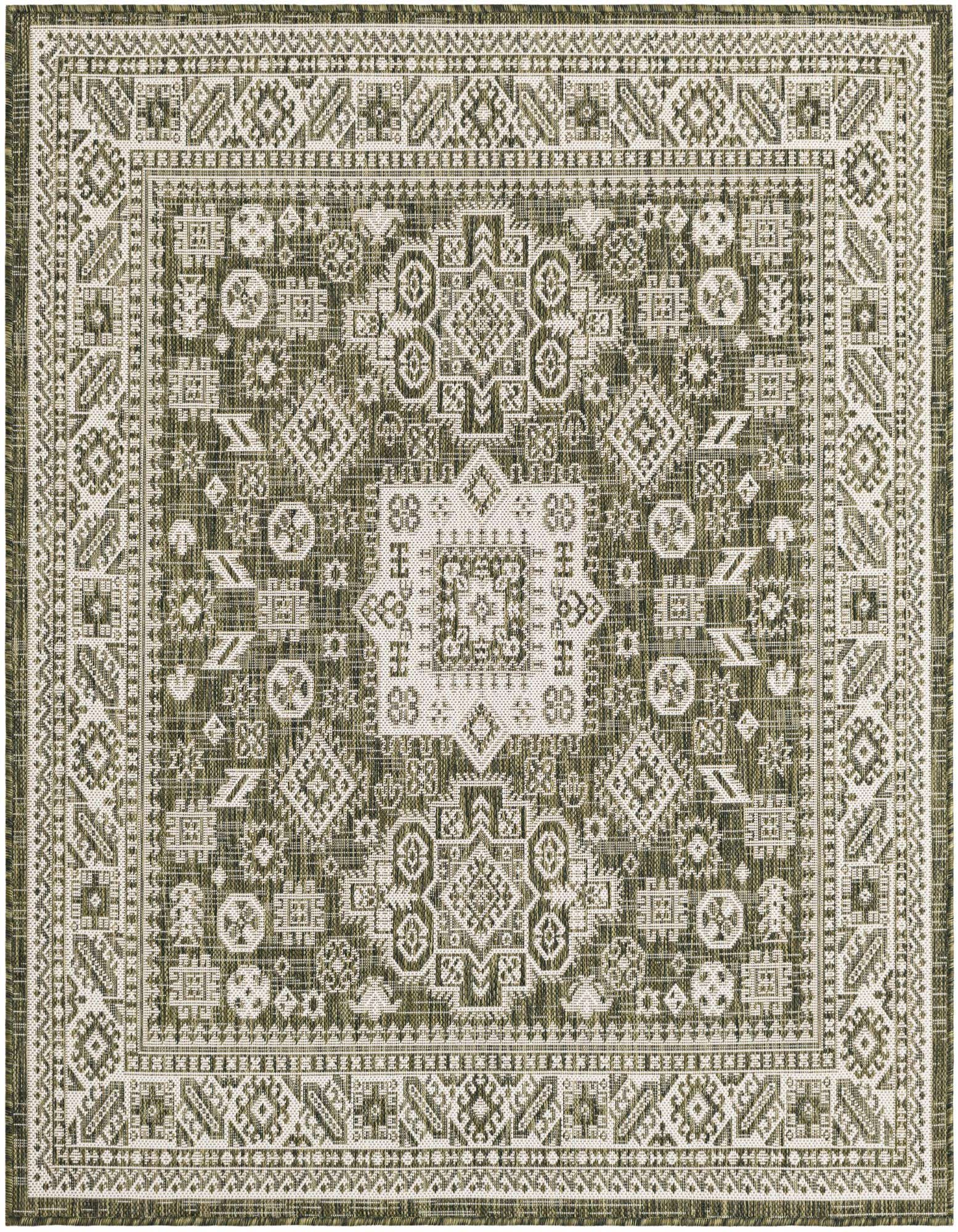 5' 3 x 5' 3 Easy-Clean Aztec Indoor / Outdoor Square Rug