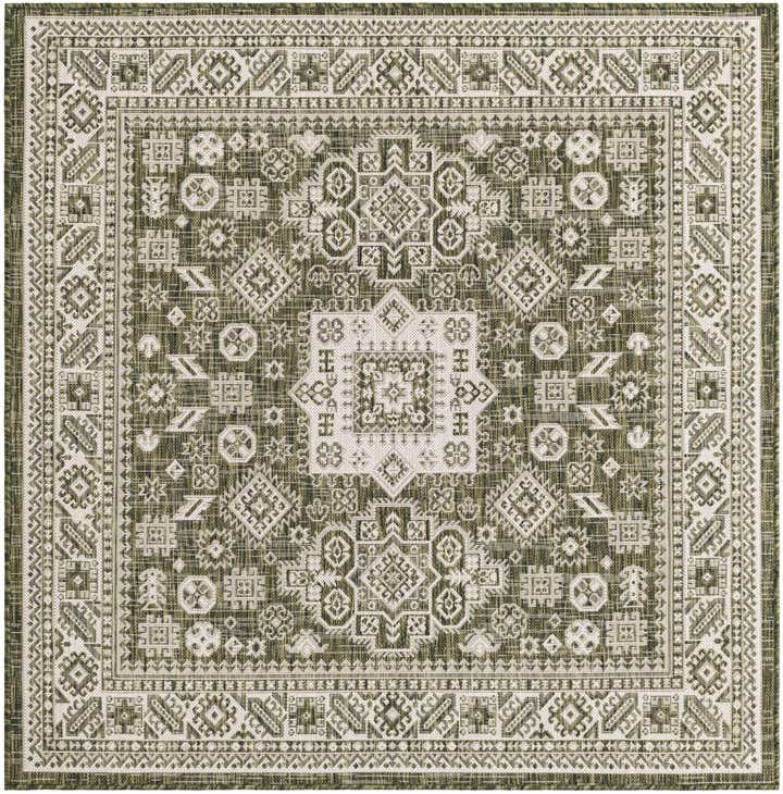 5' 3 x 5' 3 Easy-Clean Aztec Indoor / Outdoor Square Rug