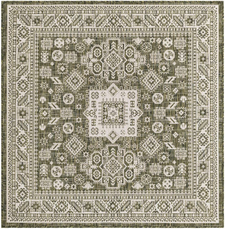 Detail image of 5' 3 x 5' 3 Easy-Clean Aztec Indoor / Outdoor Square Rug