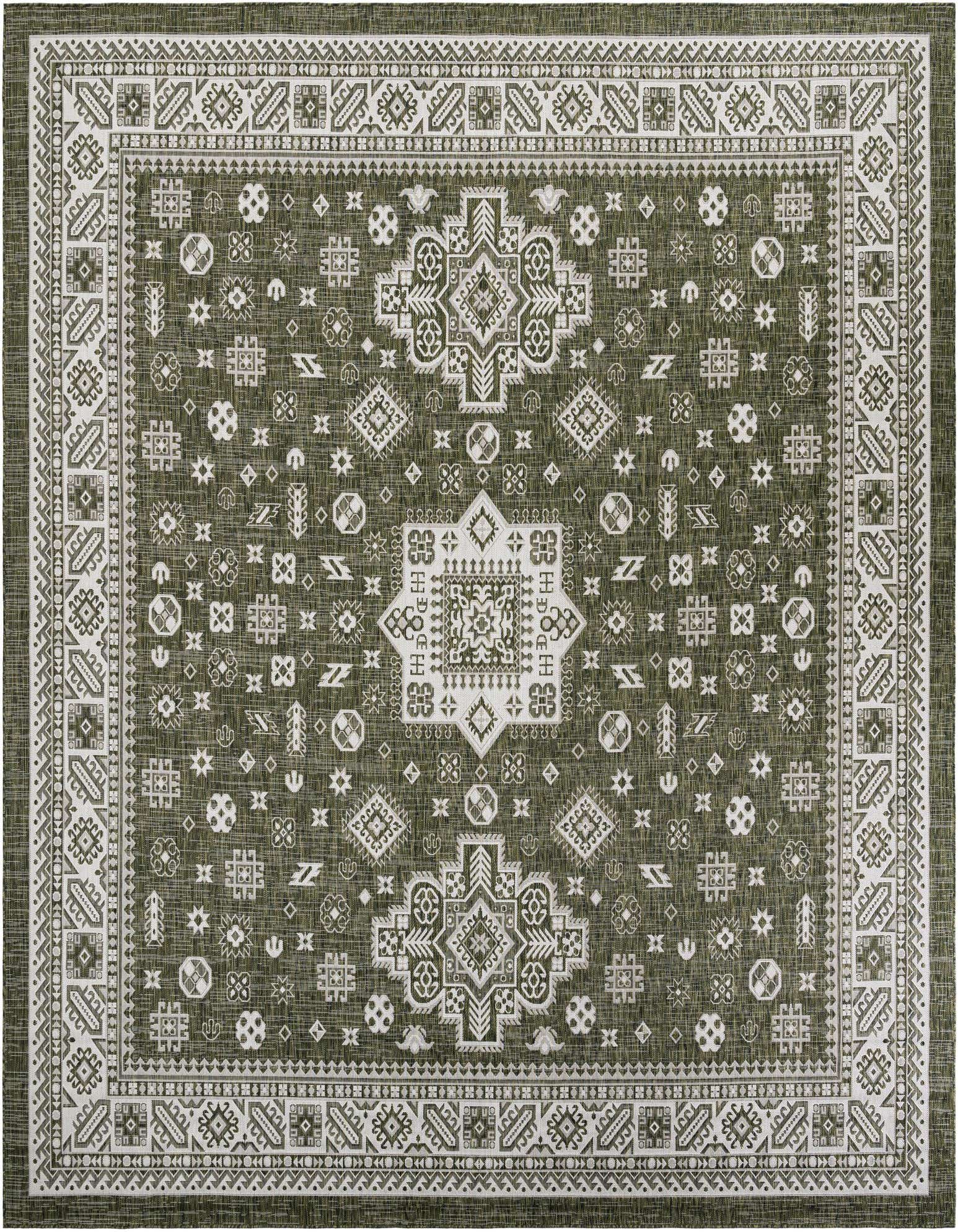 13' x 13' Easy-Clean Aztec Indoor / Outdoor Square Rug