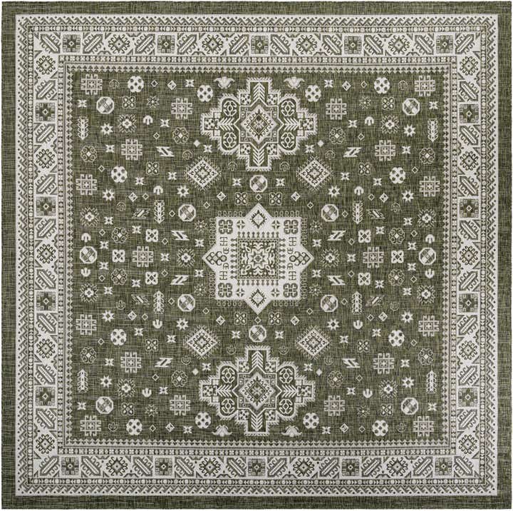 13' x 13' Easy-Clean Aztec Indoor / Outdoor Square Rug