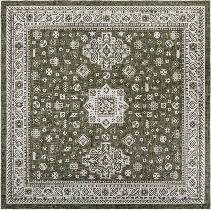 Detail image of 13' x 13' Easy-Clean Aztec Indoor / Outdoor Square Rug
