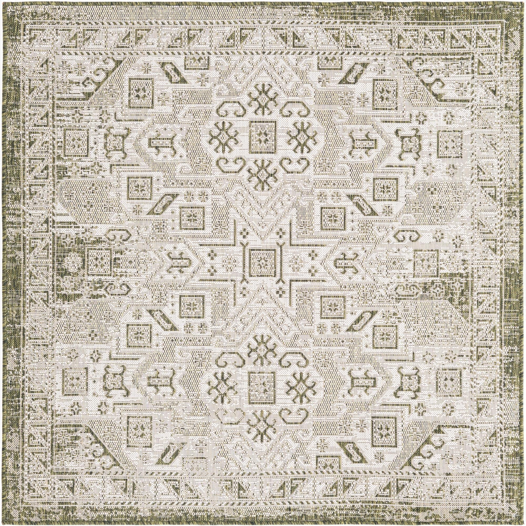 5' 3 x 5' 3  Washable Aztec Indoor / Outdoor Square Rug