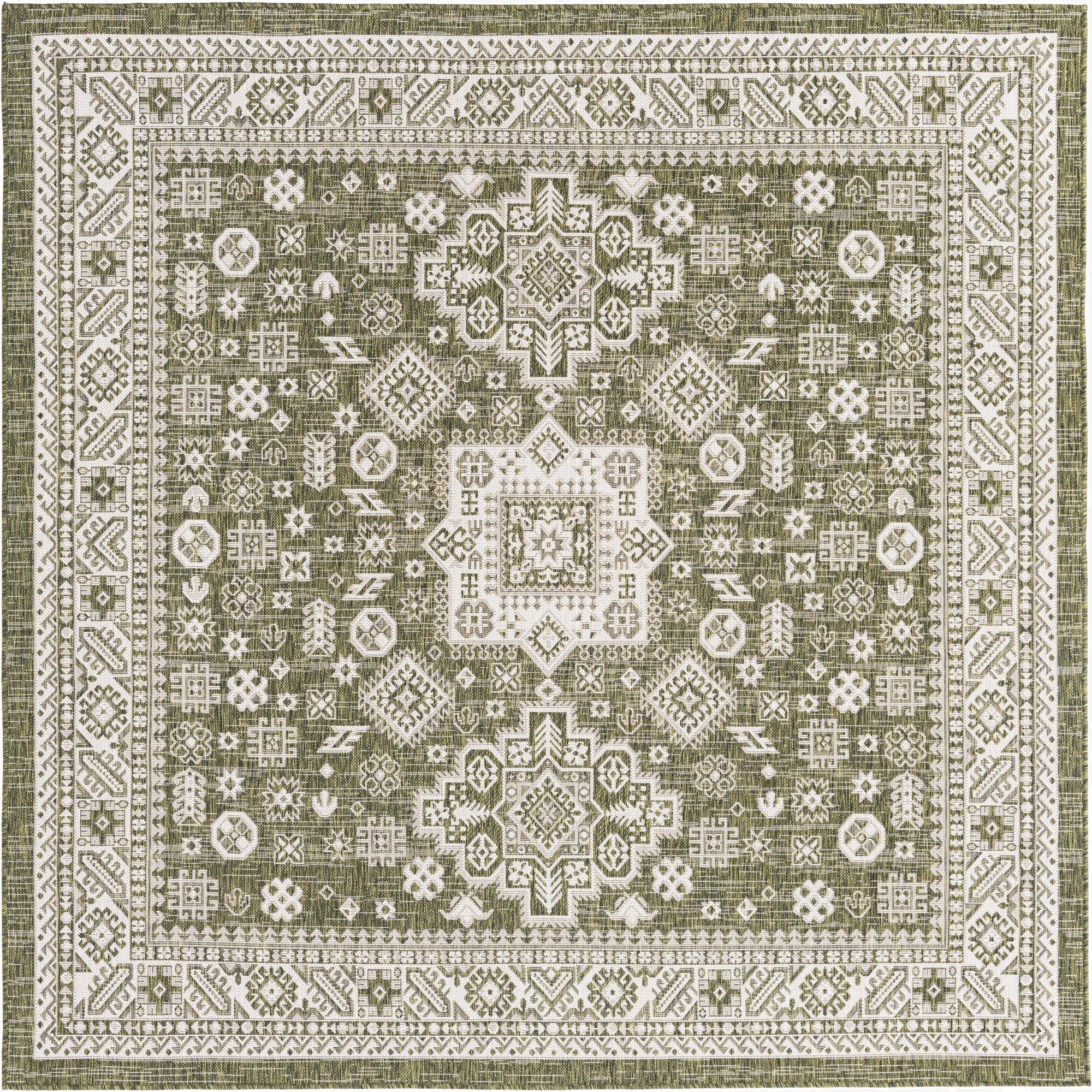 7' 10 x 7' 10  Washable Aztec Indoor / Outdoor Square Rug