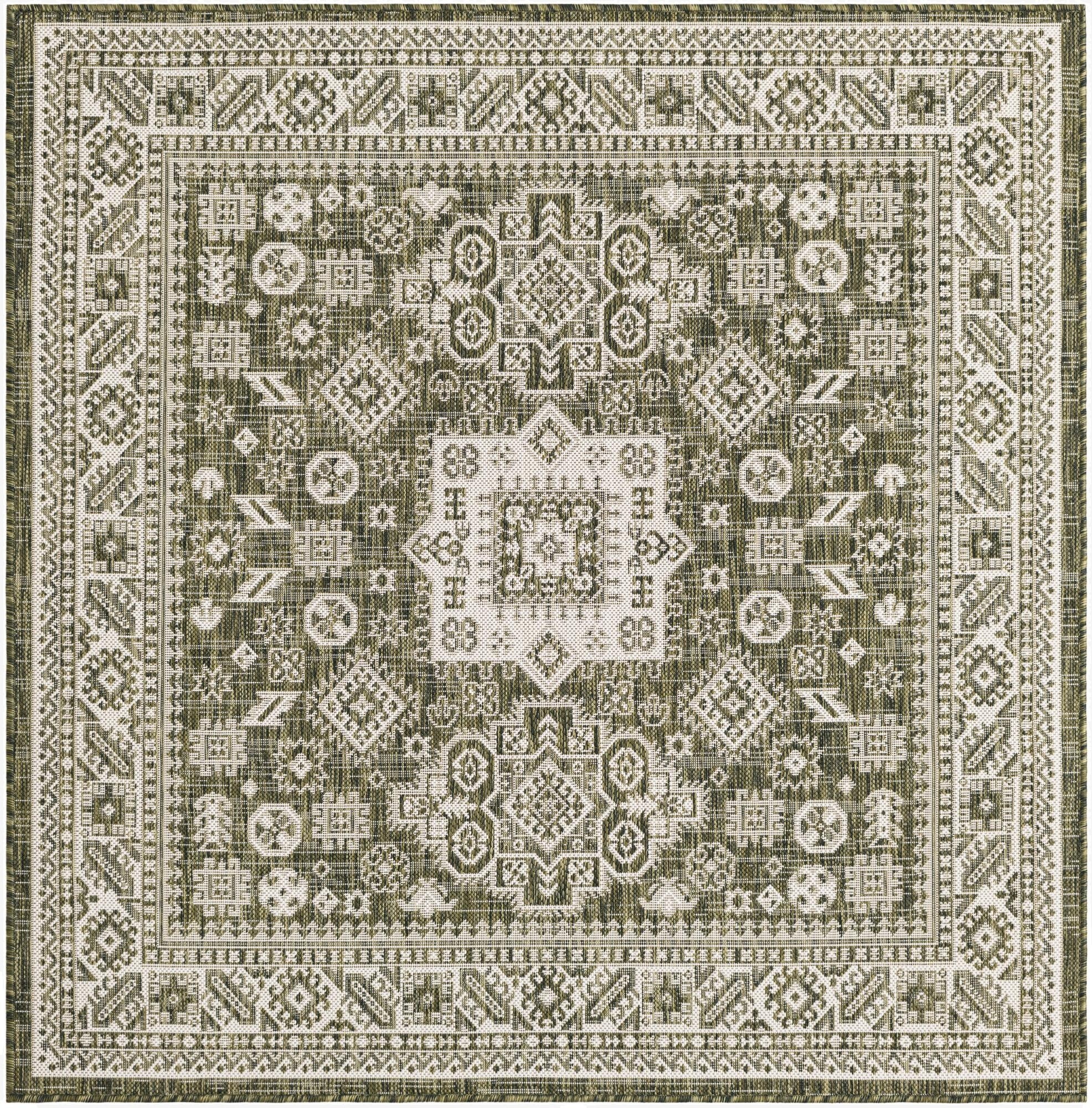5' 3 x 5' 3  Washable Aztec Indoor / Outdoor Square Rug