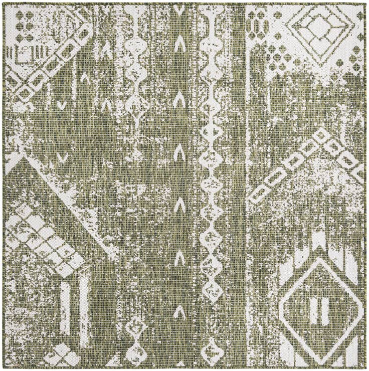 Detail image of 5' 3 x 5' 3 Easy-Clean Bohemian Indoor / Outdoor Square Rug