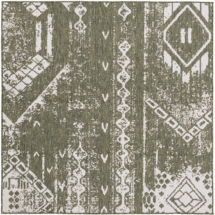 Detail image of 7' x 7' Easy-Clean Bohemian Indoor / Outdoor Square Rug