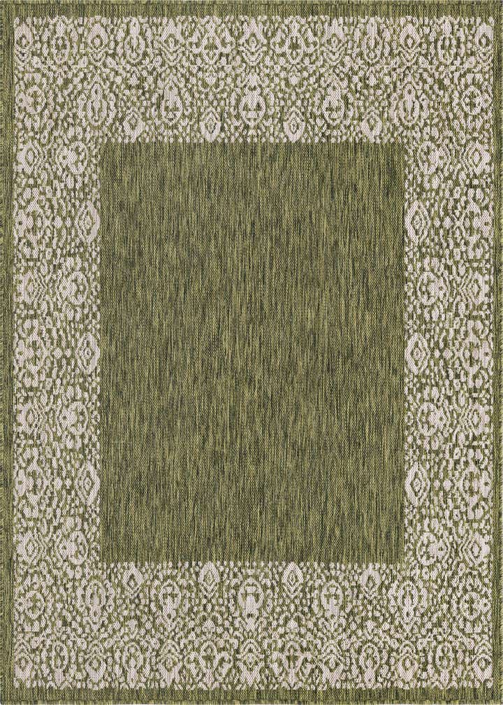 5' 3 x 5' 3 Easy-Clean Border Indoor / Outdoor Square Rug