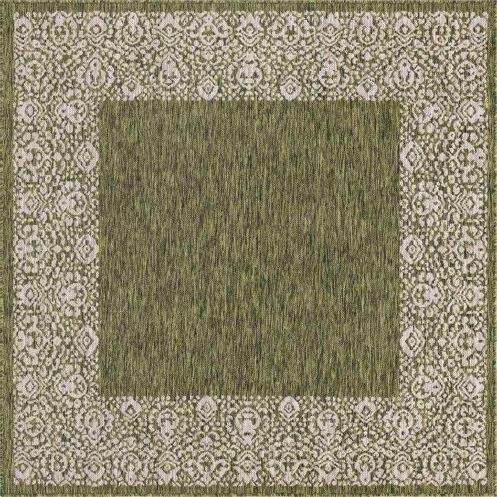 5' 3 x 5' 3 Easy-Clean Border Indoor / Outdoor Square Rug