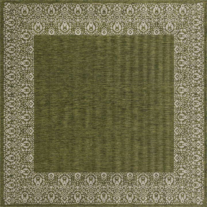 10' 8 x 10' 8 Easy-Clean Border Indoor / Outdoor Square Rug