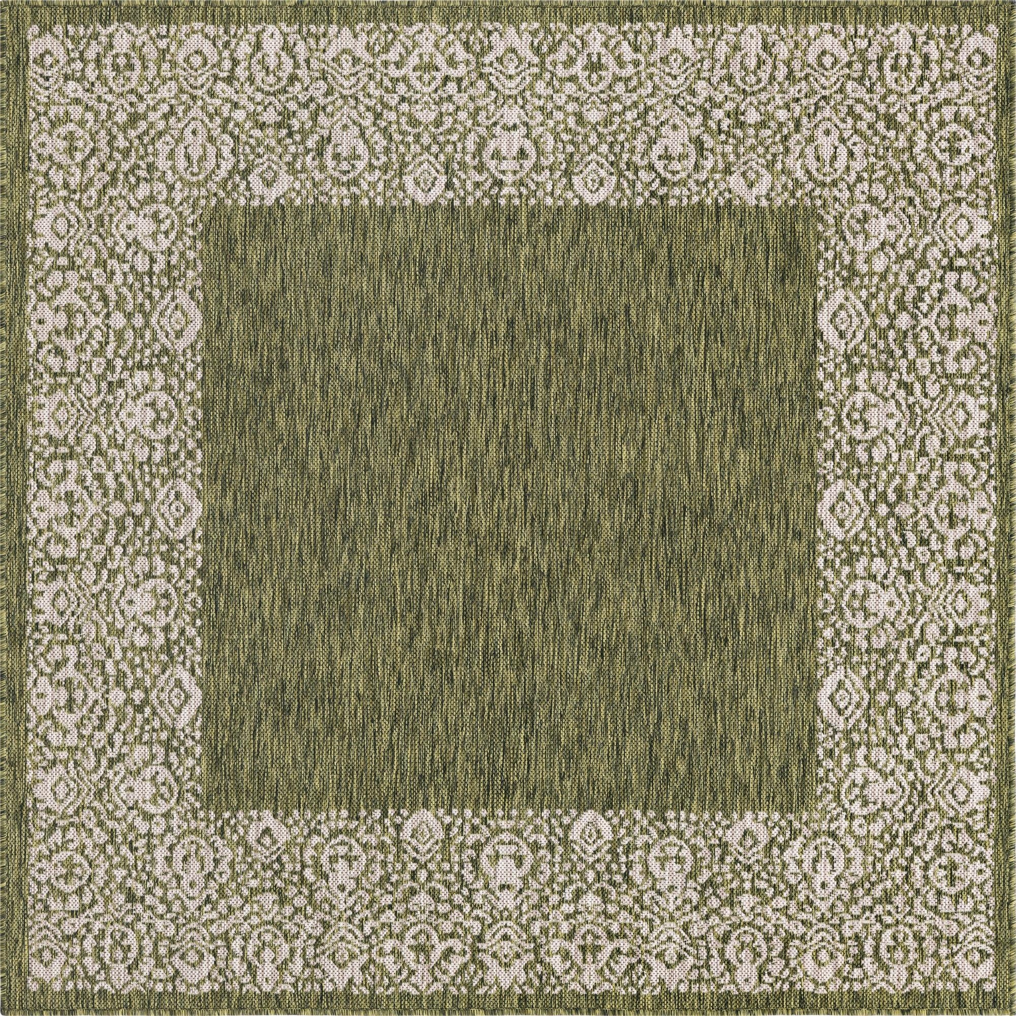 5' 3 x 5' 3  Washable Border Indoor / Outdoor Square Rug