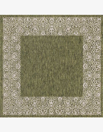 5' 3 x 5' 3 Easy-Clean Border Indoor / Outdoor Square Rug
