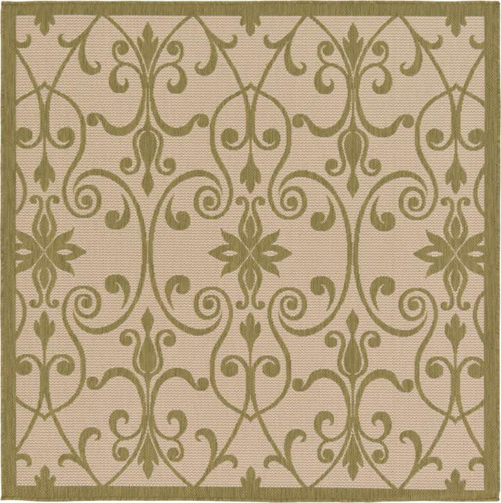 6' x 6' Easy-Clean Botanical Indoor / Outdoor Square Rug