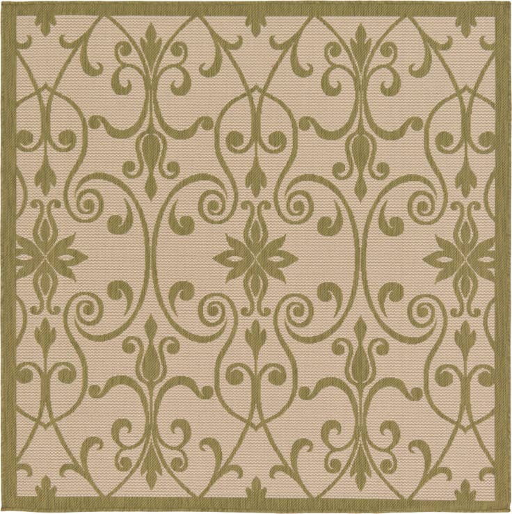 Detail image of 6' x 6' Easy-Clean Botanical Indoor / Outdoor Square Rug
