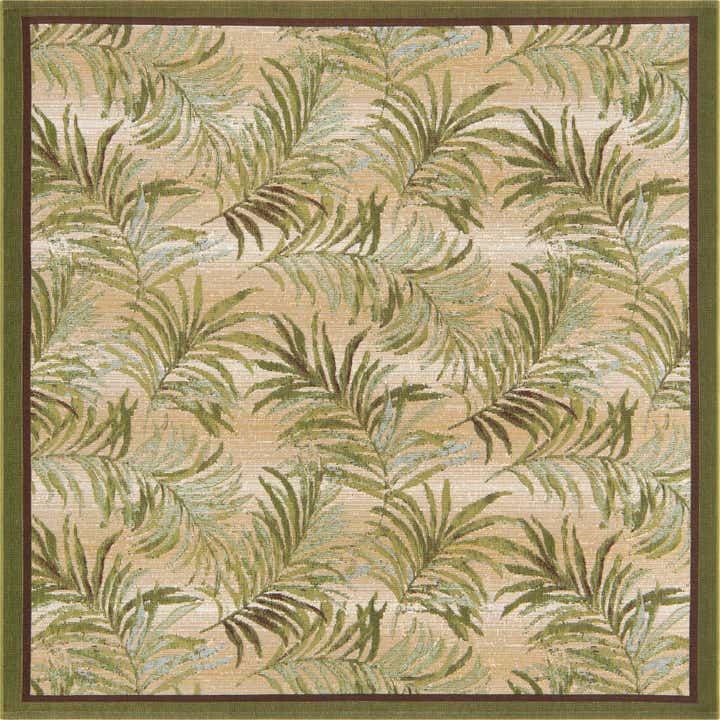 6' x 6' Easy-Clean Botanical Indoor / Outdoor Square Rug