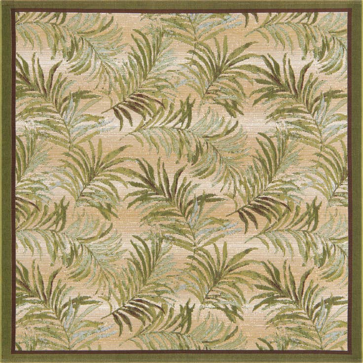 Detail image of 6' x 6' Easy-Clean Botanical Indoor / Outdoor Square Rug