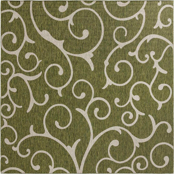 Detail image of 13' x 13' Easy-Clean Botanical Indoor / Outdoor Square Rug
