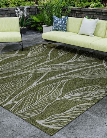 10' 8 x 10' 8 Easy-Clean Botanical Indoor / Outdoor Square Rug