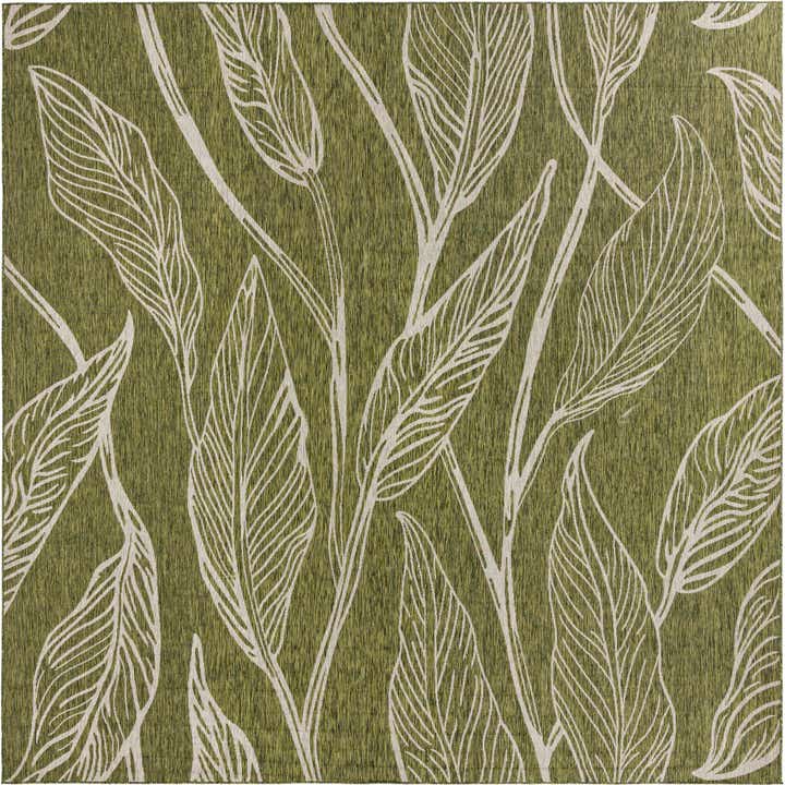 13' x 13' Easy-Clean Botanical Indoor / Outdoor Square Rug