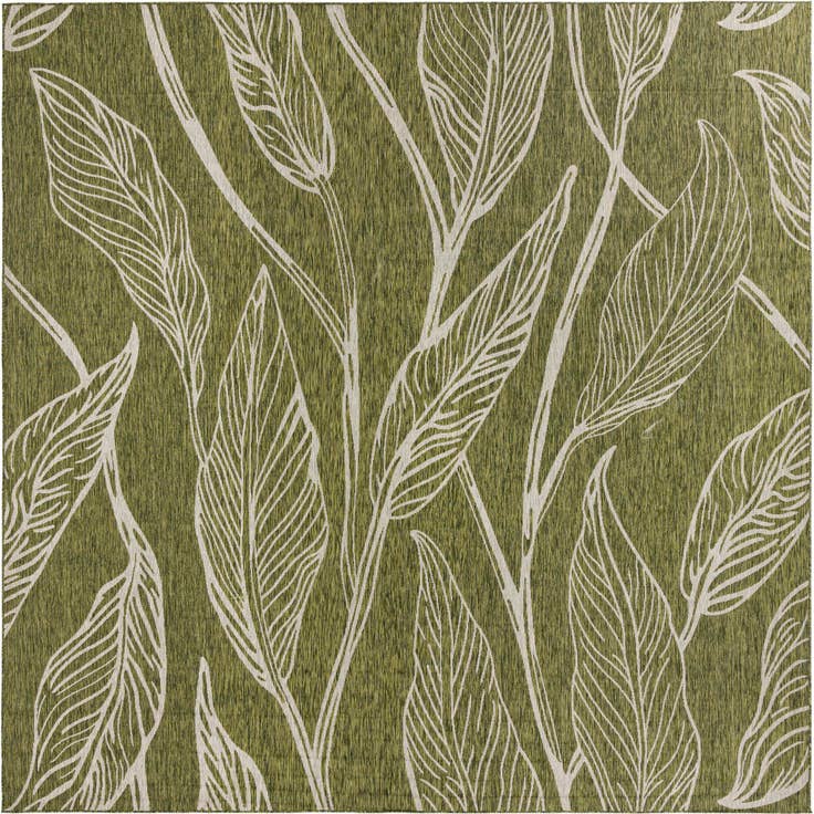 Detail image of 13' x 13' Easy-Clean Botanical Indoor / Outdoor Square Rug