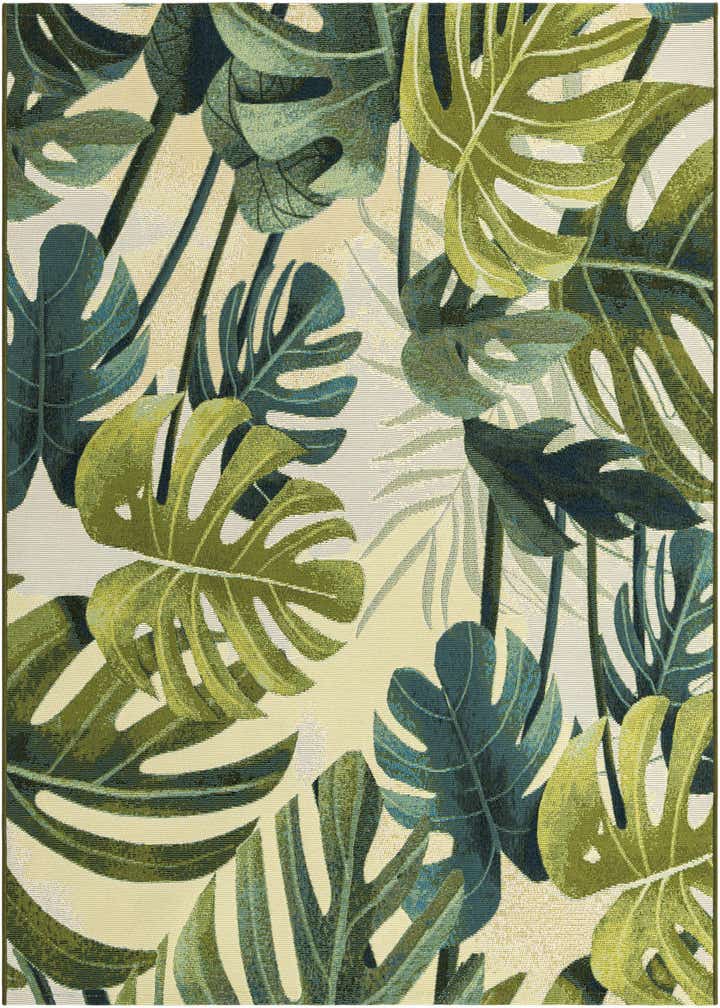 5' 3 x 5' 3 Easy-Clean Botanical Indoor / Outdoor Square Rug