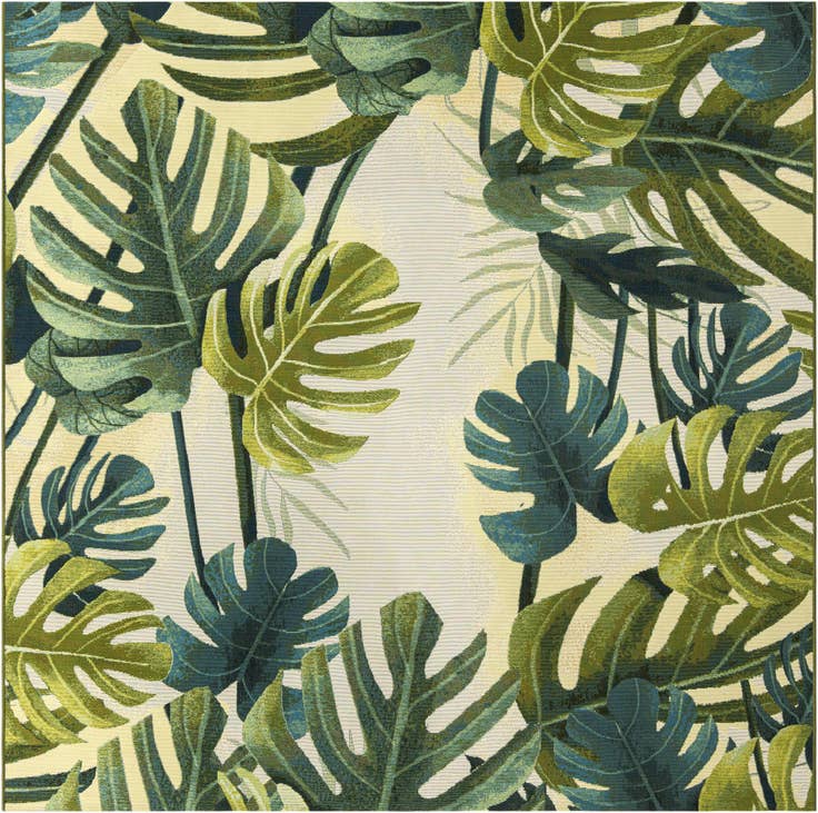 Detail image of 7' 10 x 7' 10 Easy-Clean Botanical Indoor / Outdoor Square Rug