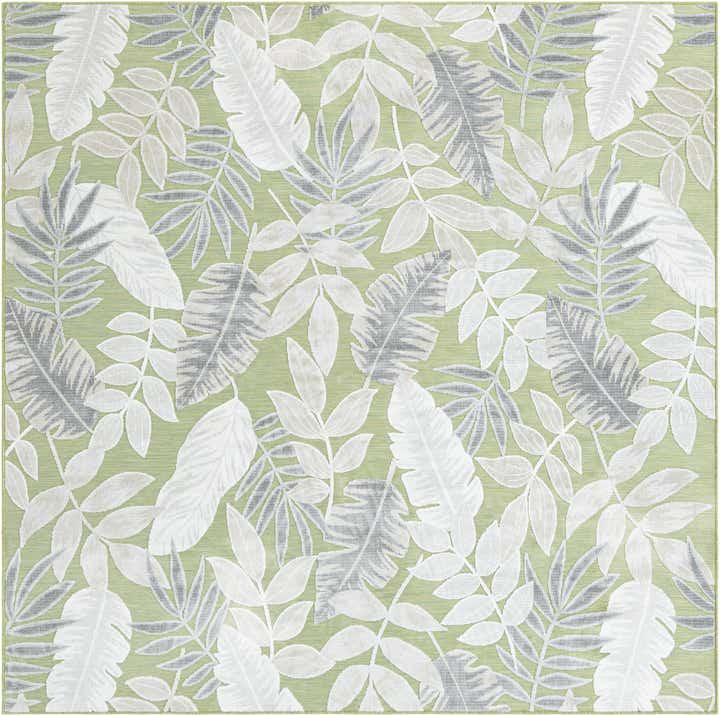 8' 2 x 8' 2 Easy-Clean Botanical Indoor / Outdoor Square Rug