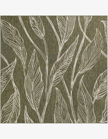 10' x 10' Easy-Clean Botanical Indoor / Outdoor Square Rug