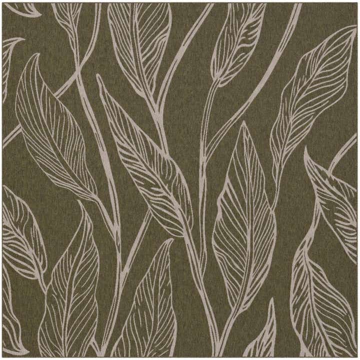10' x 10' Easy-Clean Botanical Indoor / Outdoor Square Rug
