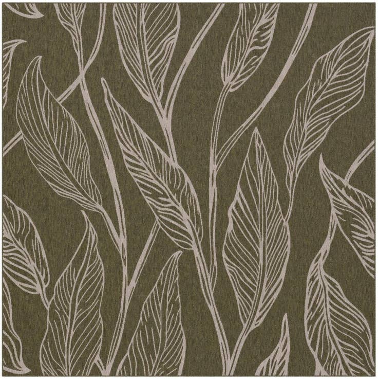 Detail image of 10' x 10' Easy-Clean Botanical Indoor / Outdoor Square Rug