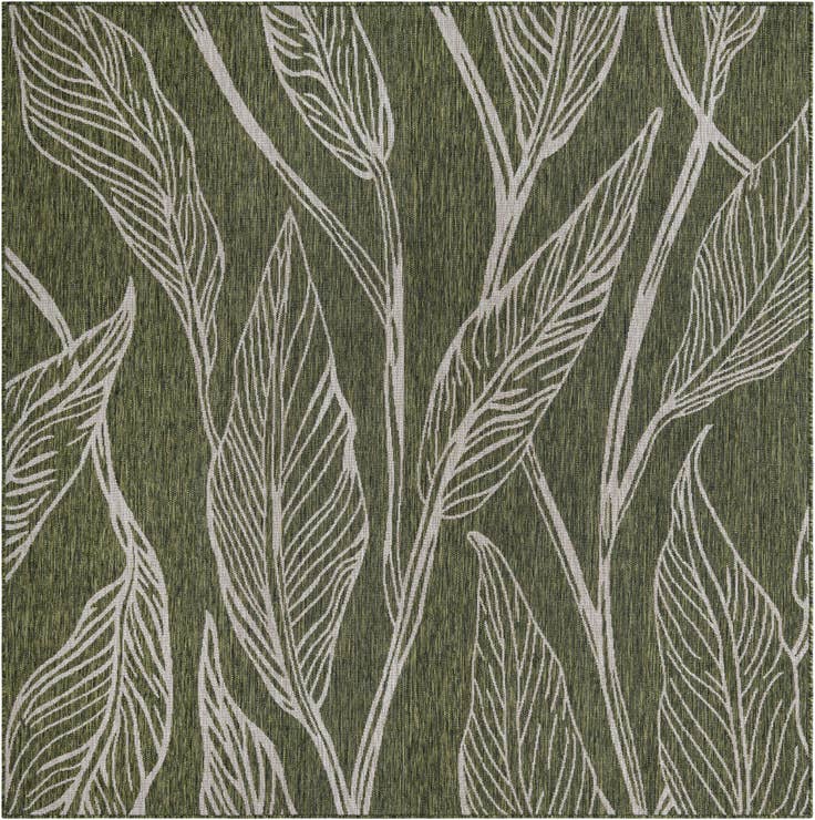 Detail image of 7' 10 x 7' 10 Easy-Clean Botanical Indoor / Outdoor Square Rug