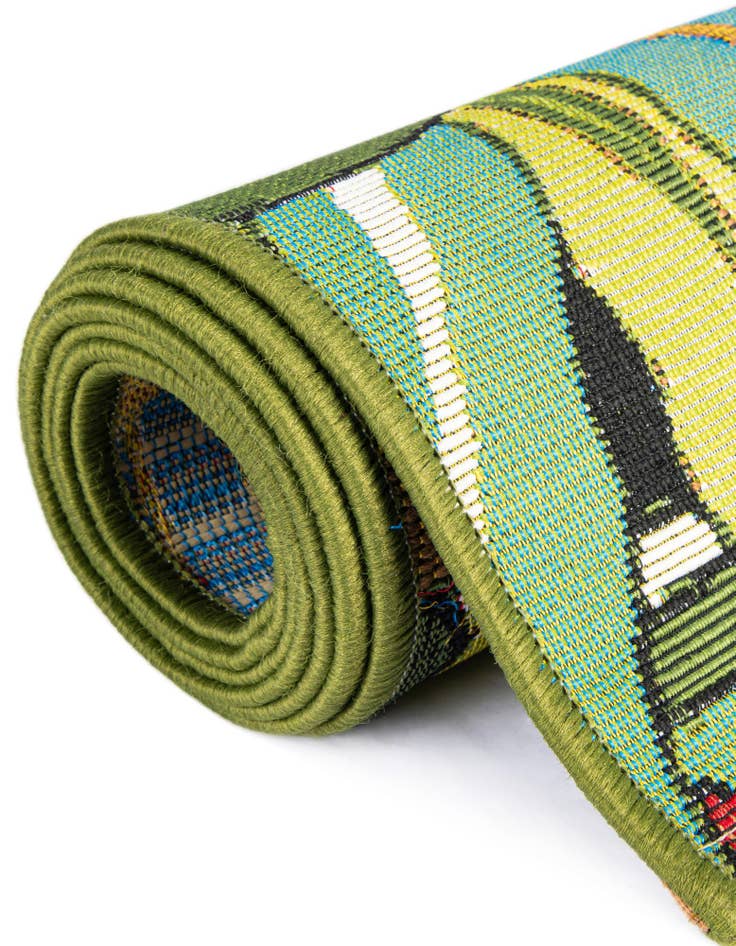 Detail image of 7' 10 x 7' 10  Washable Botanical Indoor / Outdoor Square Rug