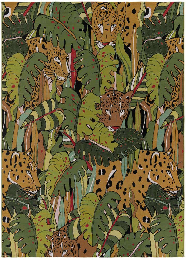 7' 10 x 7' 10 Easy-Clean Botanical Indoor / Outdoor Square Rug
